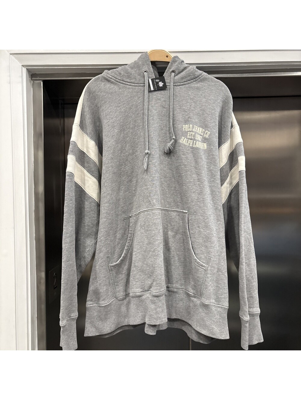 Vintage Polo Jeans Hoodie Men Large Grey 2000s Sz XL
